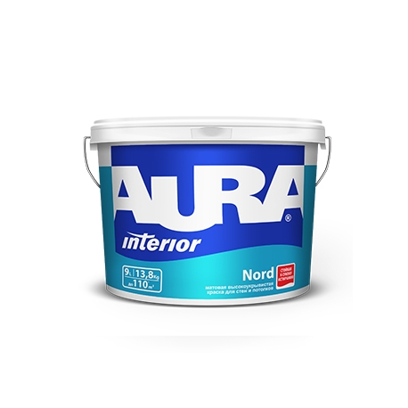 Краска Aura NORD 9л высокоукрывистая матовая для стен и потолков